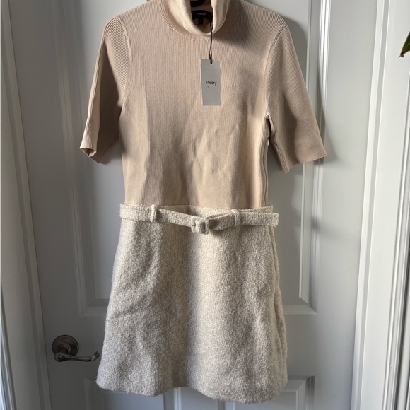 Theory Ivory Belle Tweed Knit Combo Dress - Picture 2 of 15